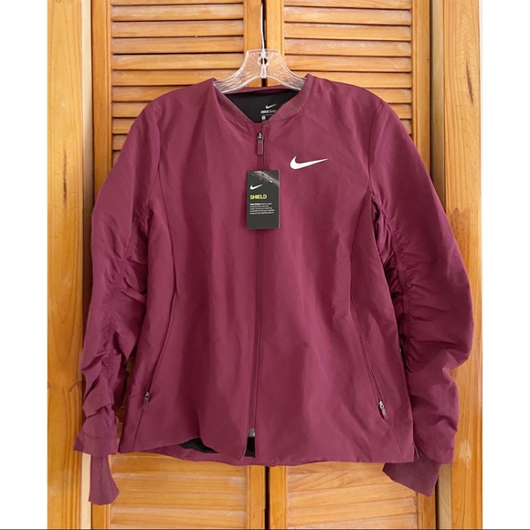 Nike Jackets & Blazers - NEW $115 Nike Shield Burgundy Bomber Jacket